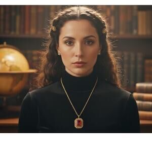 Sarah Coventry Vintage Red Lucite Emerald Cut Gold Tone Statement Necklace